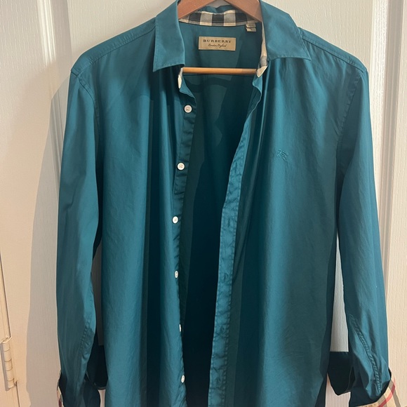 Burberry long sleeve shirt green Men’s size large - Picture 1 of 5